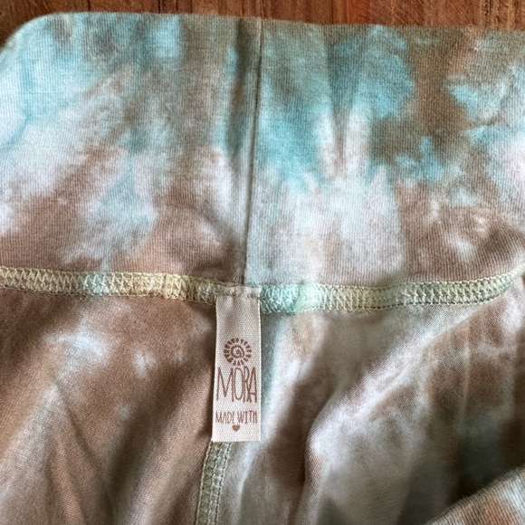 Tie-Dye Low- Rise, Wide Leg Pants in Teal, Brown & White - Picture 6 of 8